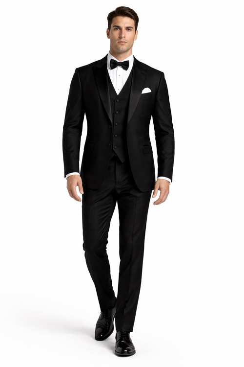 Mens Great Gatsby | Leonardo Discaprio Vested Black 2 button Tuxedo