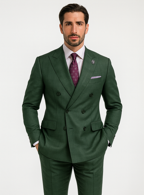 Elegant Green Wedding Suit for Men Double-Breasted Design