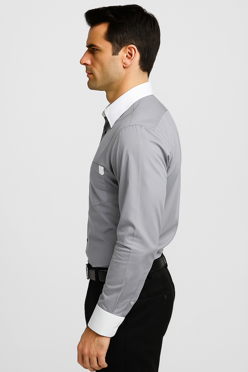 Classic Stylish Fashionable -White Collar Two Toned Contrast white collars Multi-color Men's Dress Shirt