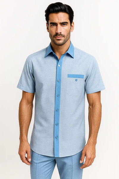Mens Houndstooth Walking Suit by Dreams by Zacchi - 2 Piece Lei sure Set in Sky Blue- $99