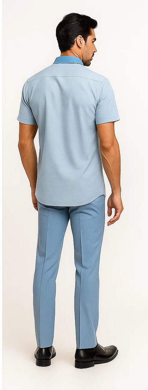 Mens Houndstooth Walking Suit by Dreams by Zacchi - 2 Piece Lei sure Set in Sky Blue- $99