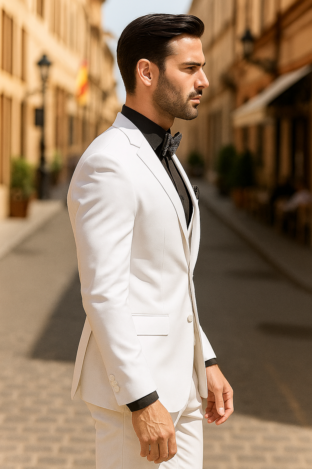 Mens John Travolta Saturday Night Fever Disco Jacket in White - New Arrival - 38 Short Jacket+32 Waist Adjustable 28to34)(Height: 5 4 to5 7 )(Neck 15-16.5)S-M)