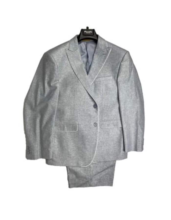 Dark Tan ~ Taupe 2 Button 100% Linen Fabric Suit Flat Front Pants - Mens Linen Suit main image 0