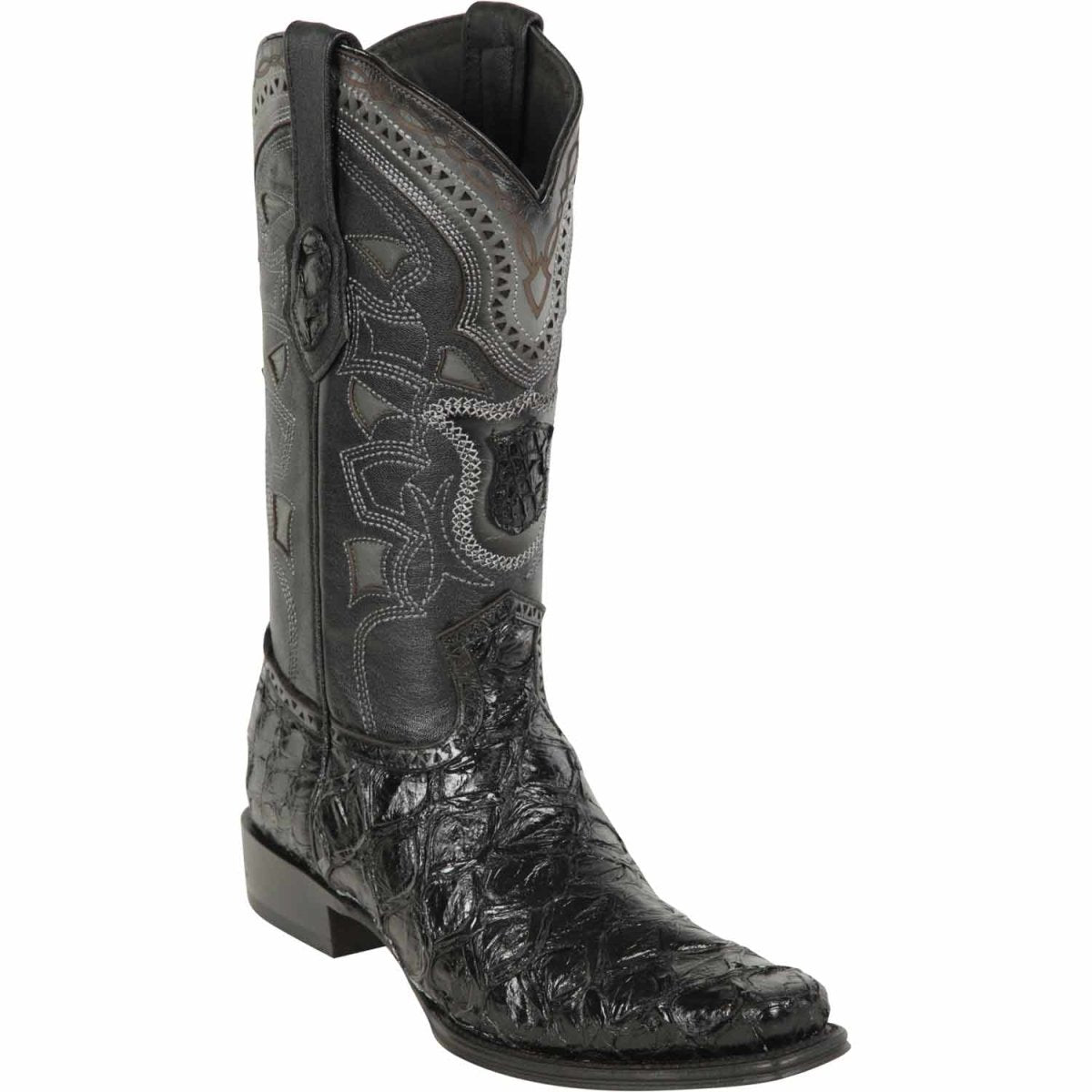 Men's Monster Fish European Square Toe Boots - Black