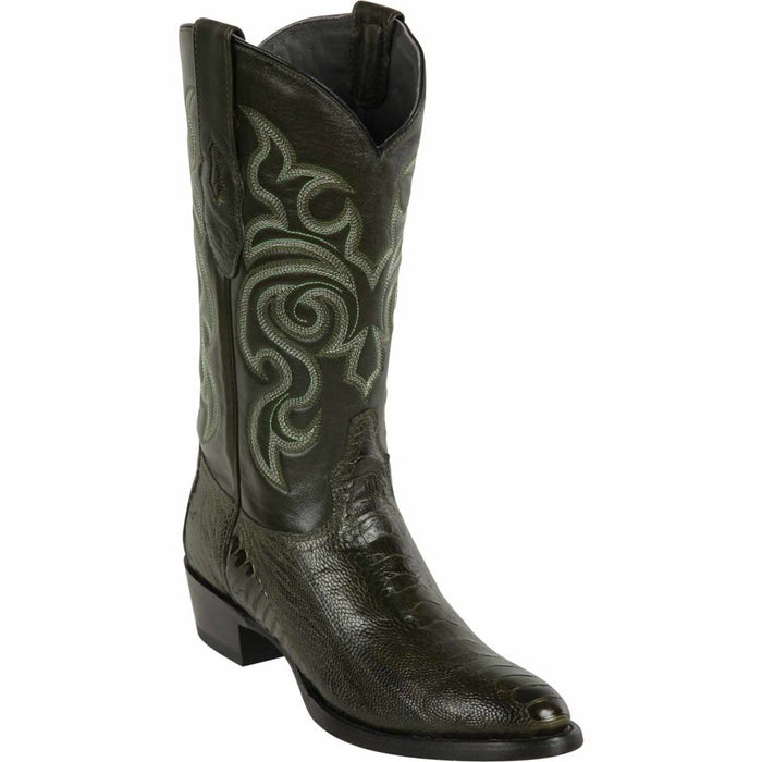 Men's Los Altos Ostrich Leg J-Toe Boots - Olive Green - 6