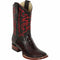 Men's Los Altos Ostrich Leg Skin Wide Square Toe Boots - Black Cherry