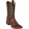 Men's Los Altos Ostrich Skin Wide Square Toe Boots - Kango Brown