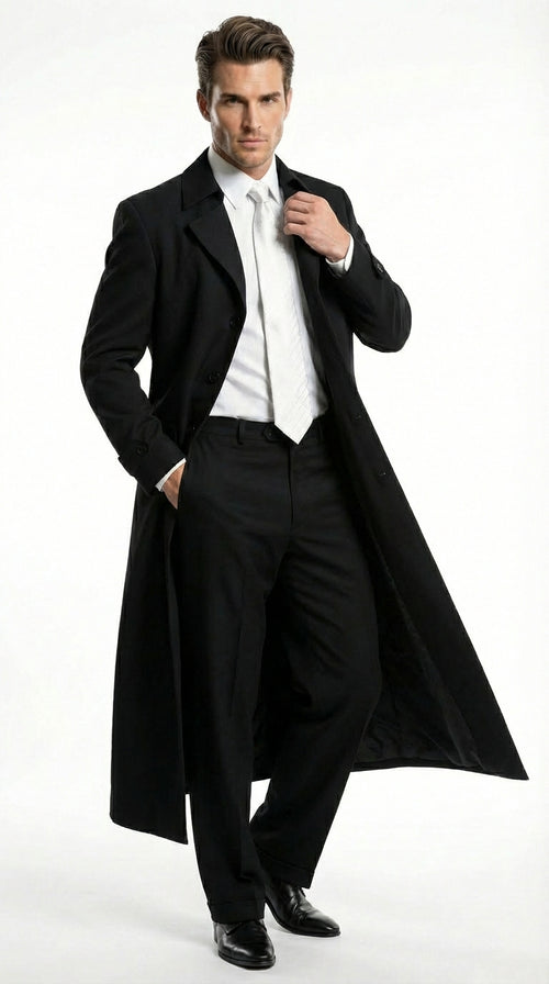 Men's Maxi Black Full Length Zoot Suit β Vintage Gangster Style Long Coat Formal Suit