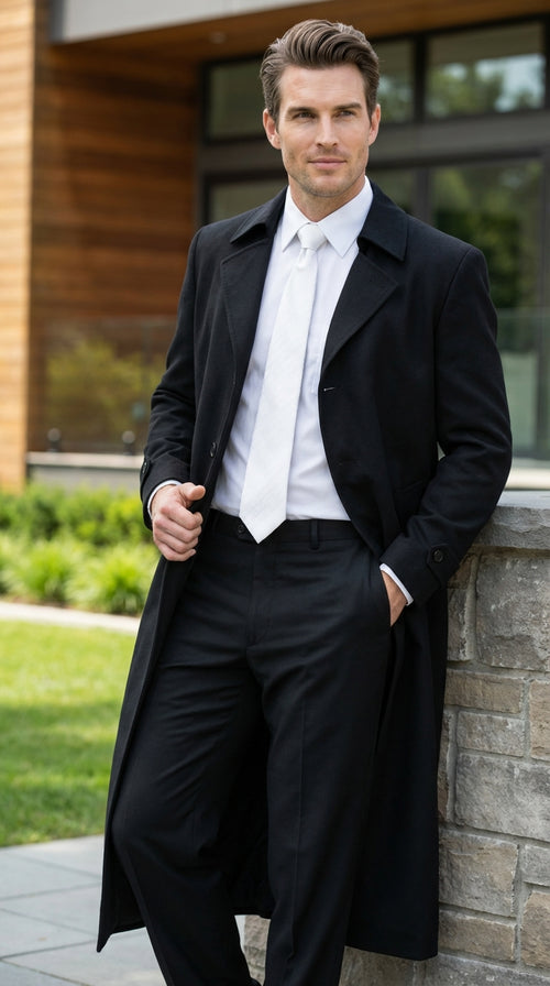 Men's Maxi Black Full Length Zoot Suit β Vintage Gangster Style Long Coat Formal Suit