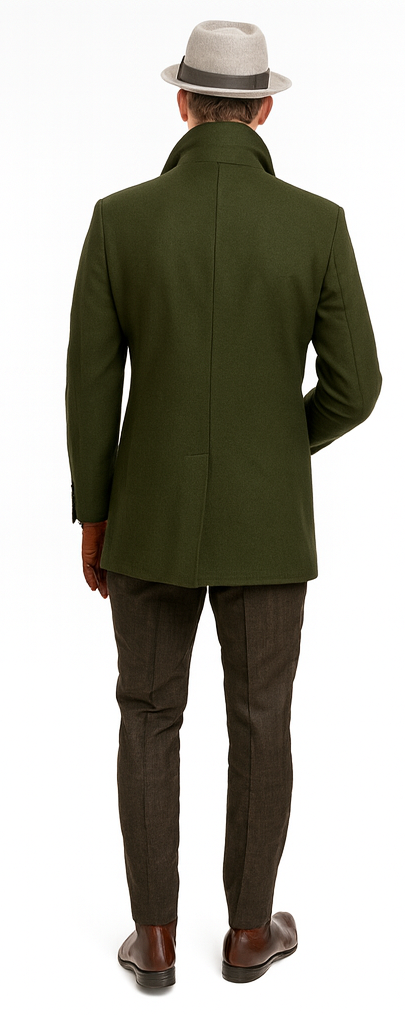 Men's Olive Green Designer Men's Wool Men's Peacoat Sale Double Breasted Wool Fabric