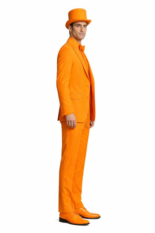 Mens Orange Tuxedo With Pants - Orange Prom 2026 Suit-New Designer Collection