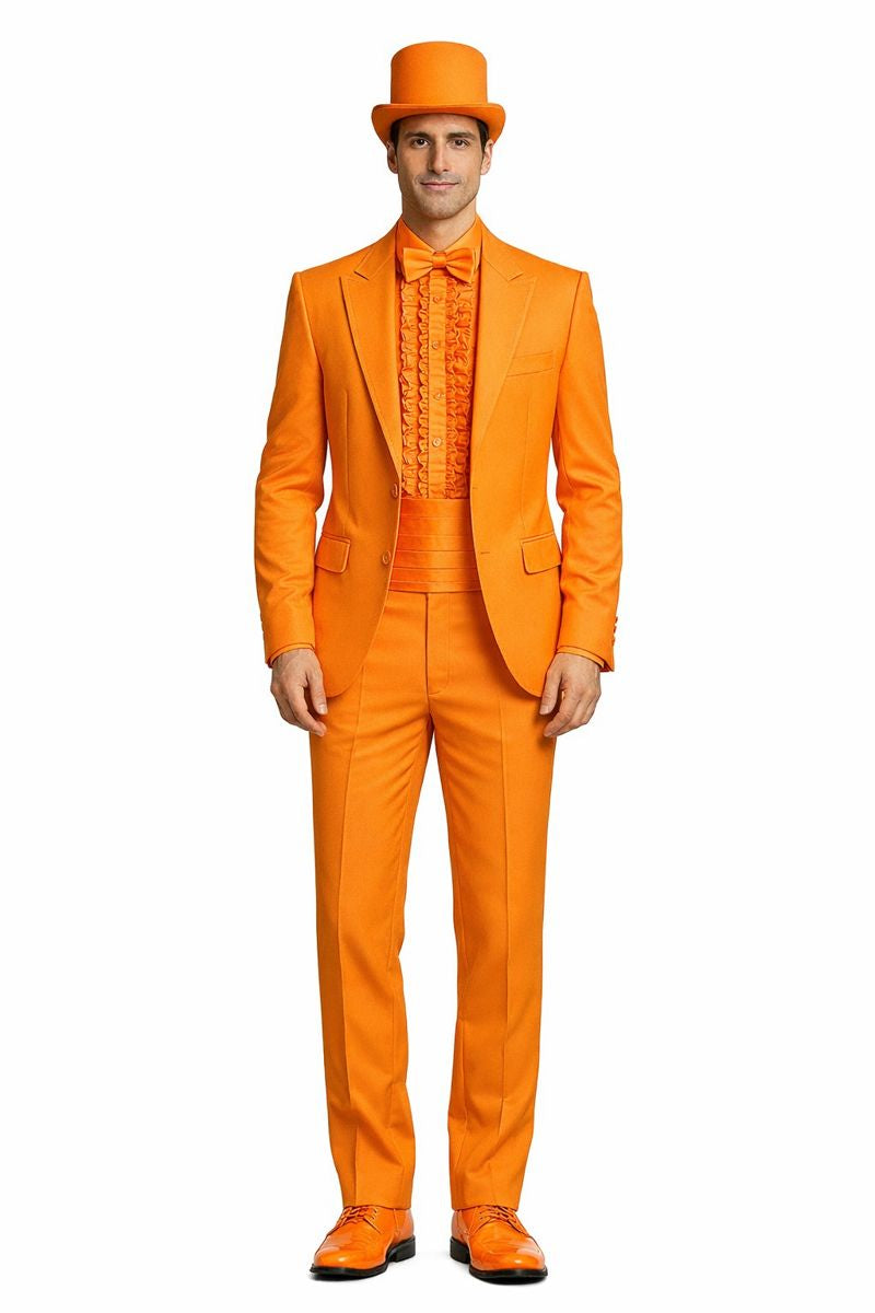 Mens Orange Tuxedo With Pants - Orange Prom 2026 Suit-New Designer Collection