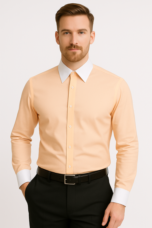 Classic Stylish Fashionable -White Collar Two Toned Contrast white collars Multi-color Men's Dress Shirt
