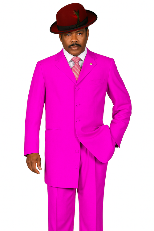 "Classic Men's Pink Zoot Suit - 2PC Long Fashion Ensemble"
