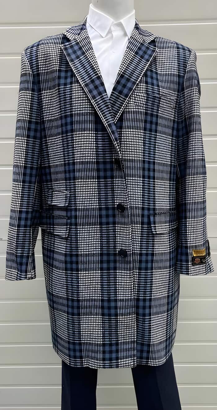 Mens Peacoat - Plaid Overcoats - Carcoat Blue