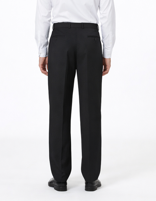 Mens Pleated Dress Pants Solid Black Wide Leg Slacks Pleated baggy dress trousers unhemmed unfinished bottom-New Designer Collection