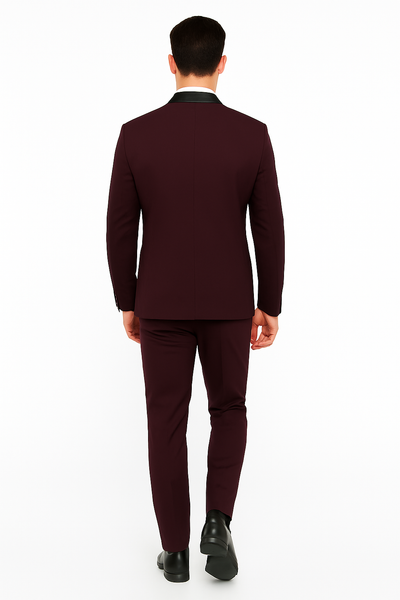 Men's Purple - Plum - Eggplant Jacket and Pants Two Button Shawl Lapel Tuxedo