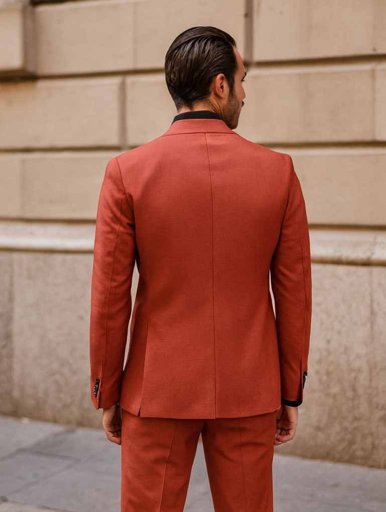 Bold Red Groom Suit for Men – Elegant Three-Piece Wedding Outfit - 58 Long or 58 Regular Jacket+52/54 Adjustable Pants (Fabric: poly/rayon blend)