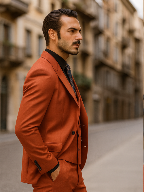 Bold Red Groom Suit for Men Elegant Three-Piece Wedding Outfit