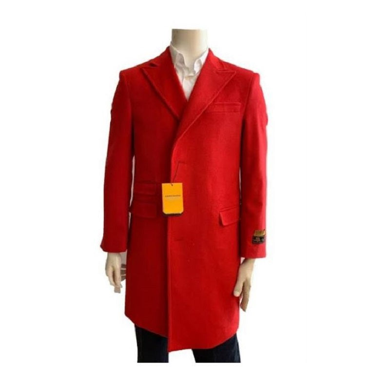 Mens Red Overcoat Trench coat - Wool Fabric Trench Coat For Men - Coat Size 38
