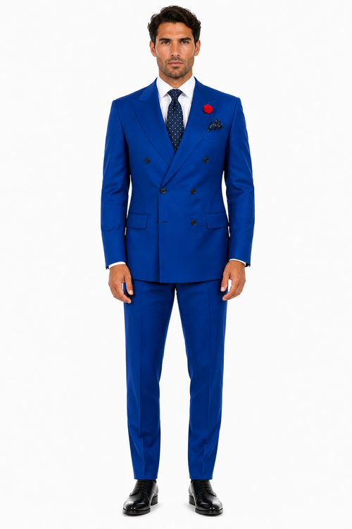 Men's Royal Blue Double Breasted Suits Dress Suits for Men Jacket & Pants