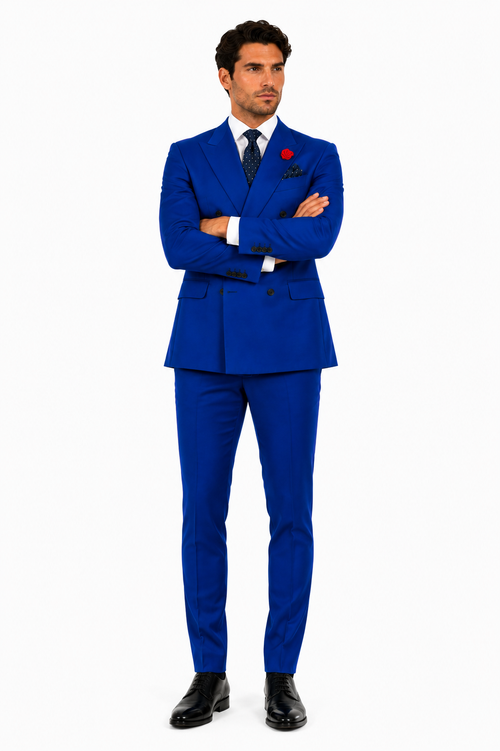 Men's Royal Blue Double Breasted Suits Dress Suits for Men Jacket & Pants