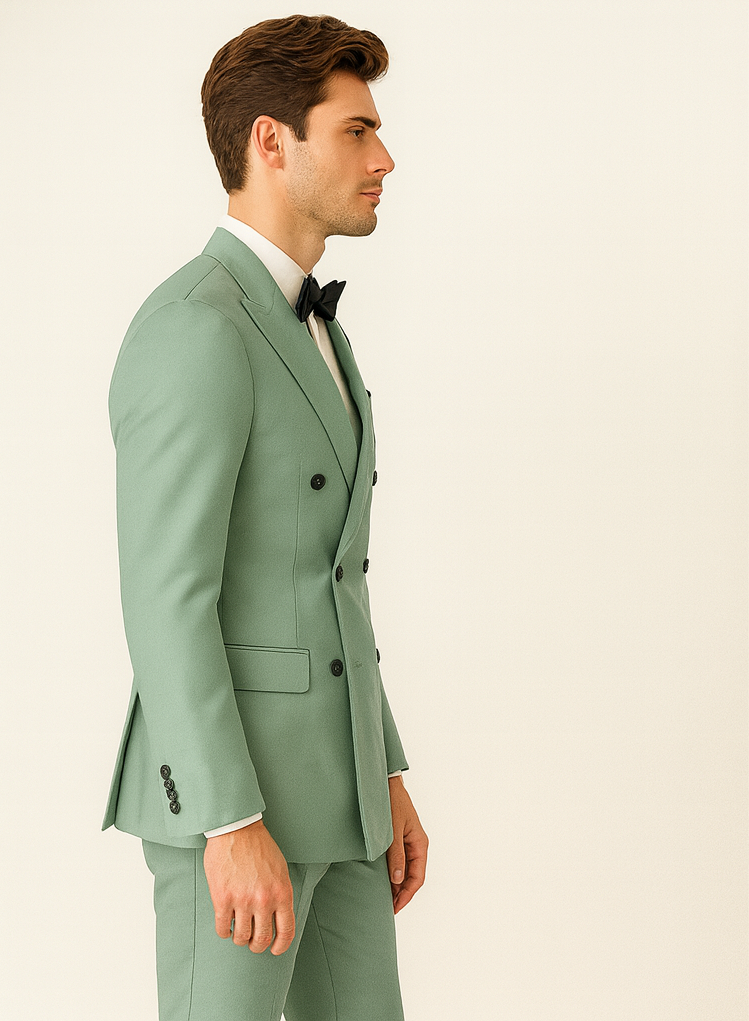 Mens Sage Green Double Breasted Suit - Mens Summer Color Light Weight Suit - 34 Short or Extra Small