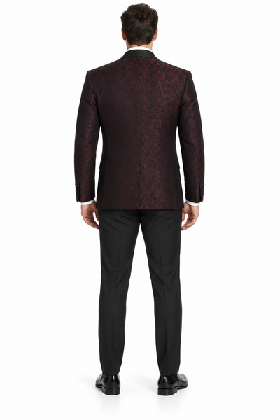 Mens Slim Fit Burgundy Tuxedo Blazer