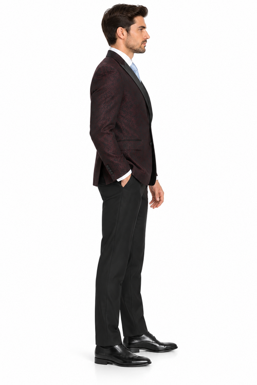 Mens Slim Fit Burgundy Tuxedo Blazer
