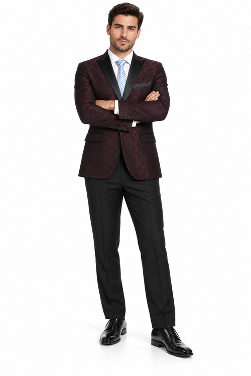 Mens Slim Fit Burgundy Tuxedo Blazer