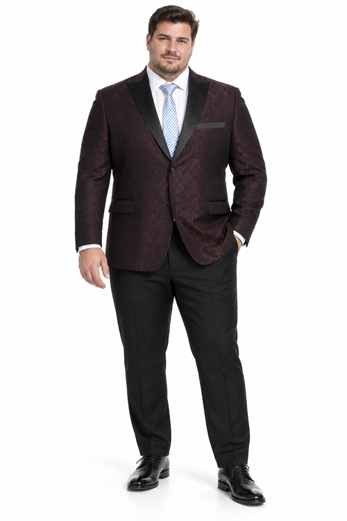 Mens Slim Fit Burgundy Tuxedo Blazer