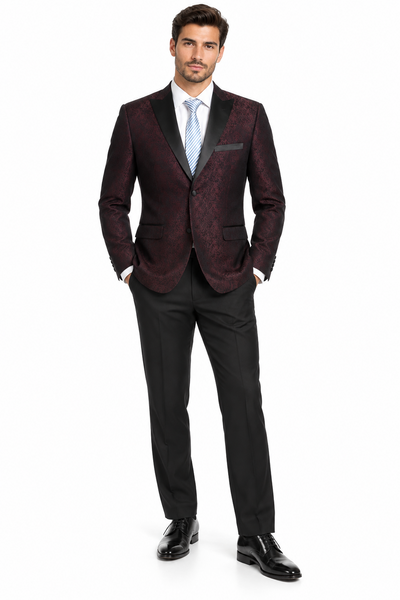 Mens Slim Fit Burgundy Tuxedo Blazer