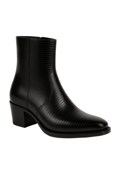 Mens Dress Ankle Boots Los Altos Boots Short Cowboy Boot - Western Ankle Boots Exotic Skin + Black + Skin Type