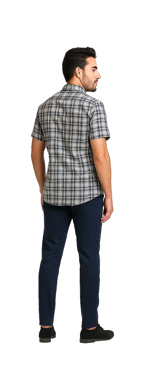 Mens Textured Plaid Walking Suit in Navy/white by Dreams by Zacchi – 2 Piece Leisure Outfit-matching-shirt-and-pants-$99 - S/30