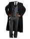 Mens Three Button Coat Classic Full Length Fashion Top Coat Black