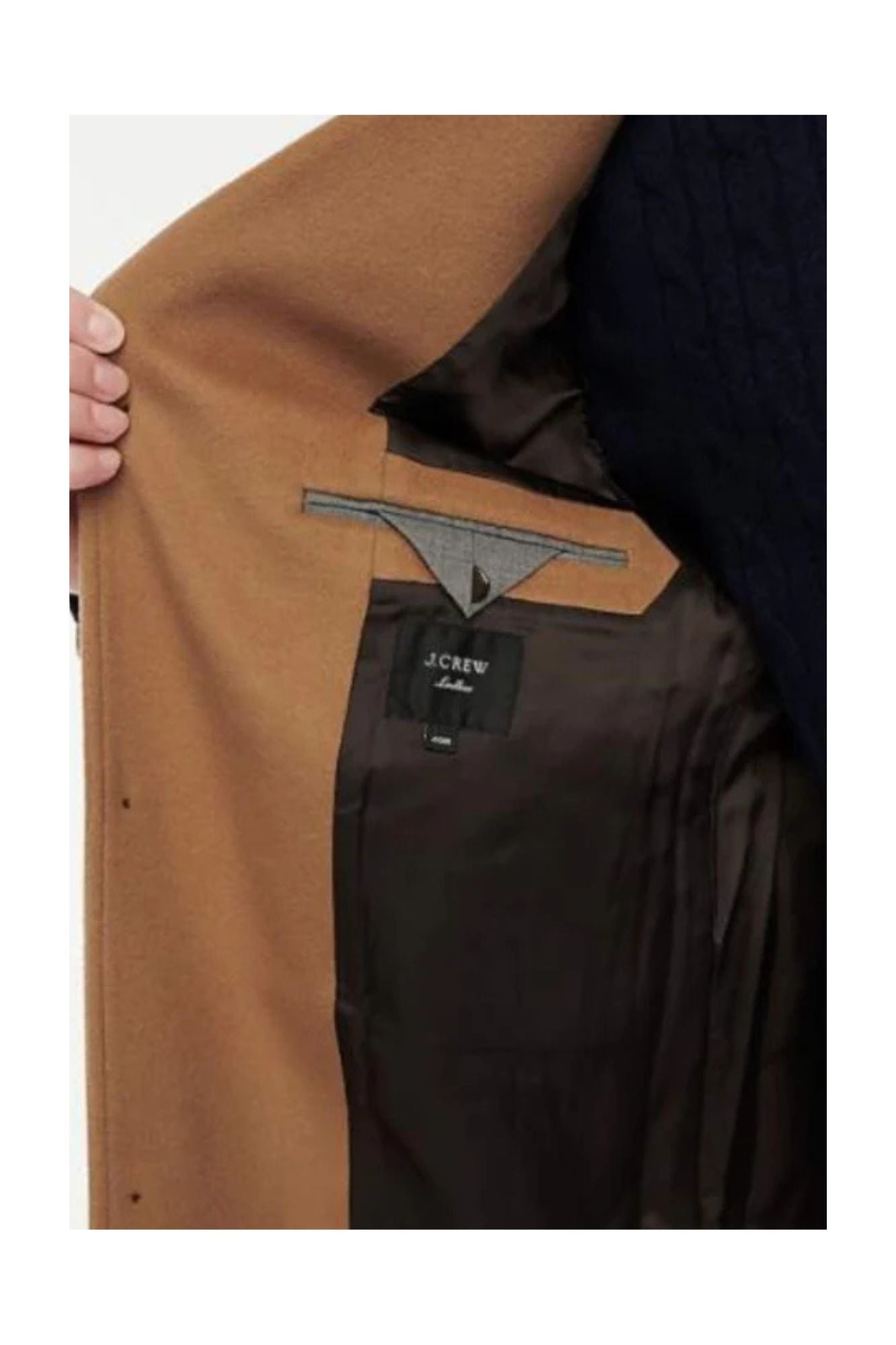 Men's Three Button Notch Lapel Wool-Cashmere Toffee Topcoat - Coat Size 38