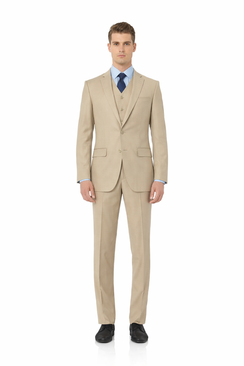 Modern Fit - Men's Two Button Modern Fit Suits Tan Suit-New Designer Collection