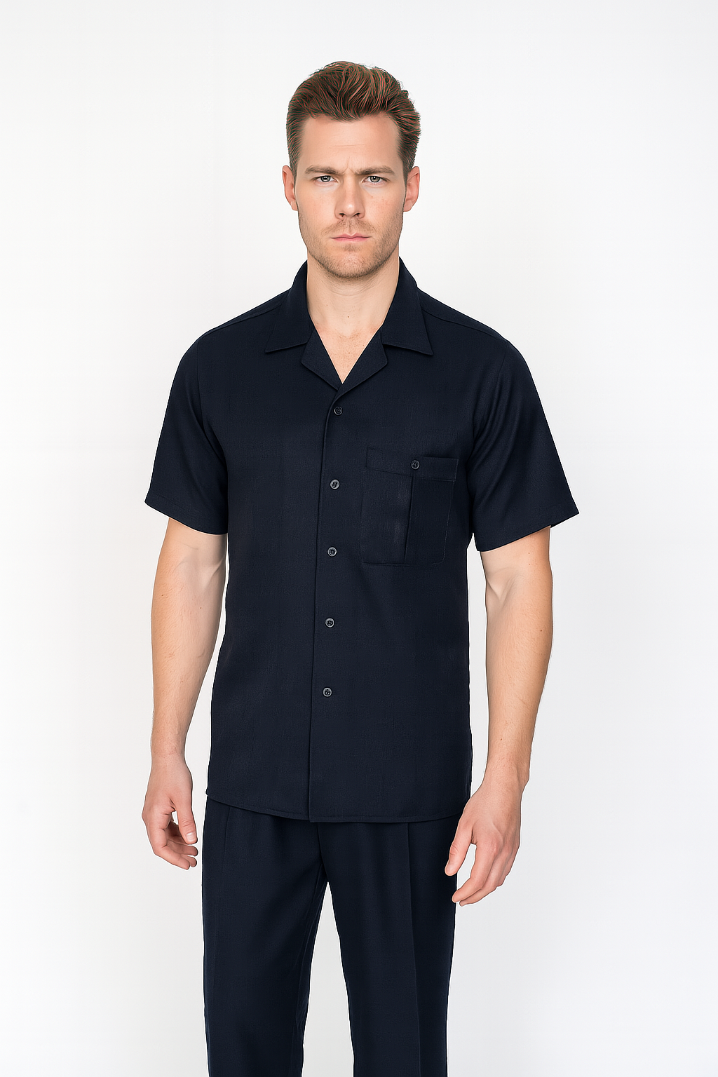 Mens Walking Suit in Color Black leisure suit causal Matching Shirt and Pants $99 - S/30