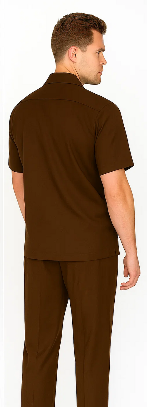 Mens Walking Suit in Color Brown leisure suit casual Matching Shirt and Pants $99