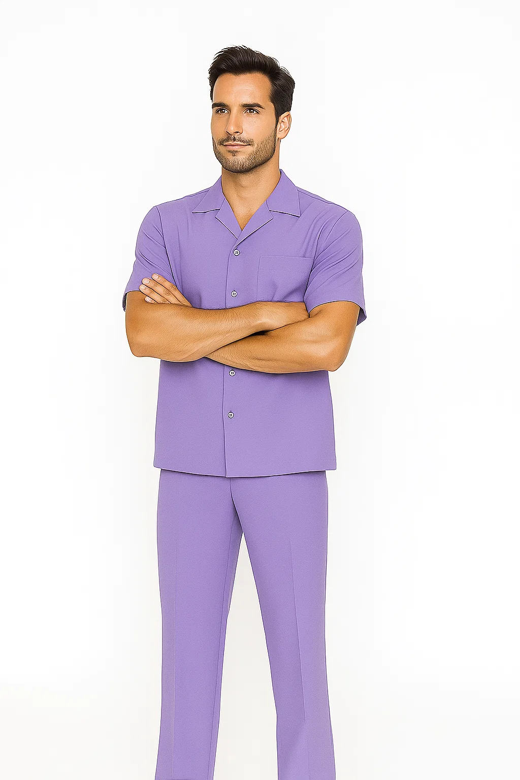 Mens Walking Suit in Color lavender leisure suit casual Matching Shirt and Pants $99 - S/30