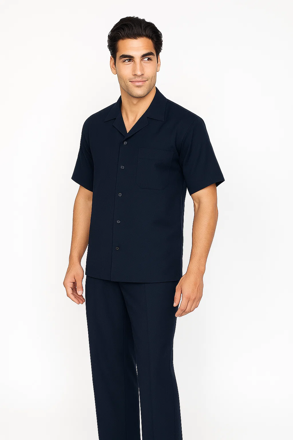 Mens Walking Suit in Color navy leisure suit casual Matching Shirt and Pants $99 - S/30