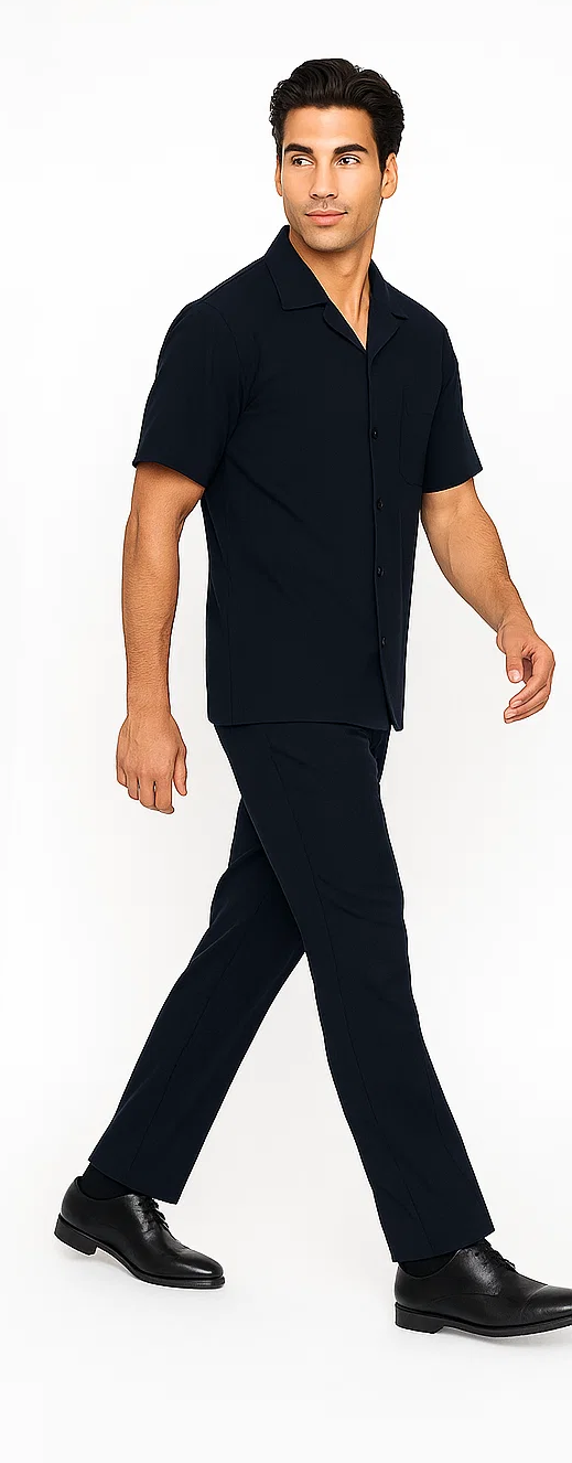 Mens Walking Suit in Color navy leisure suit casual Matching Shirt and Pants $99 - S/30