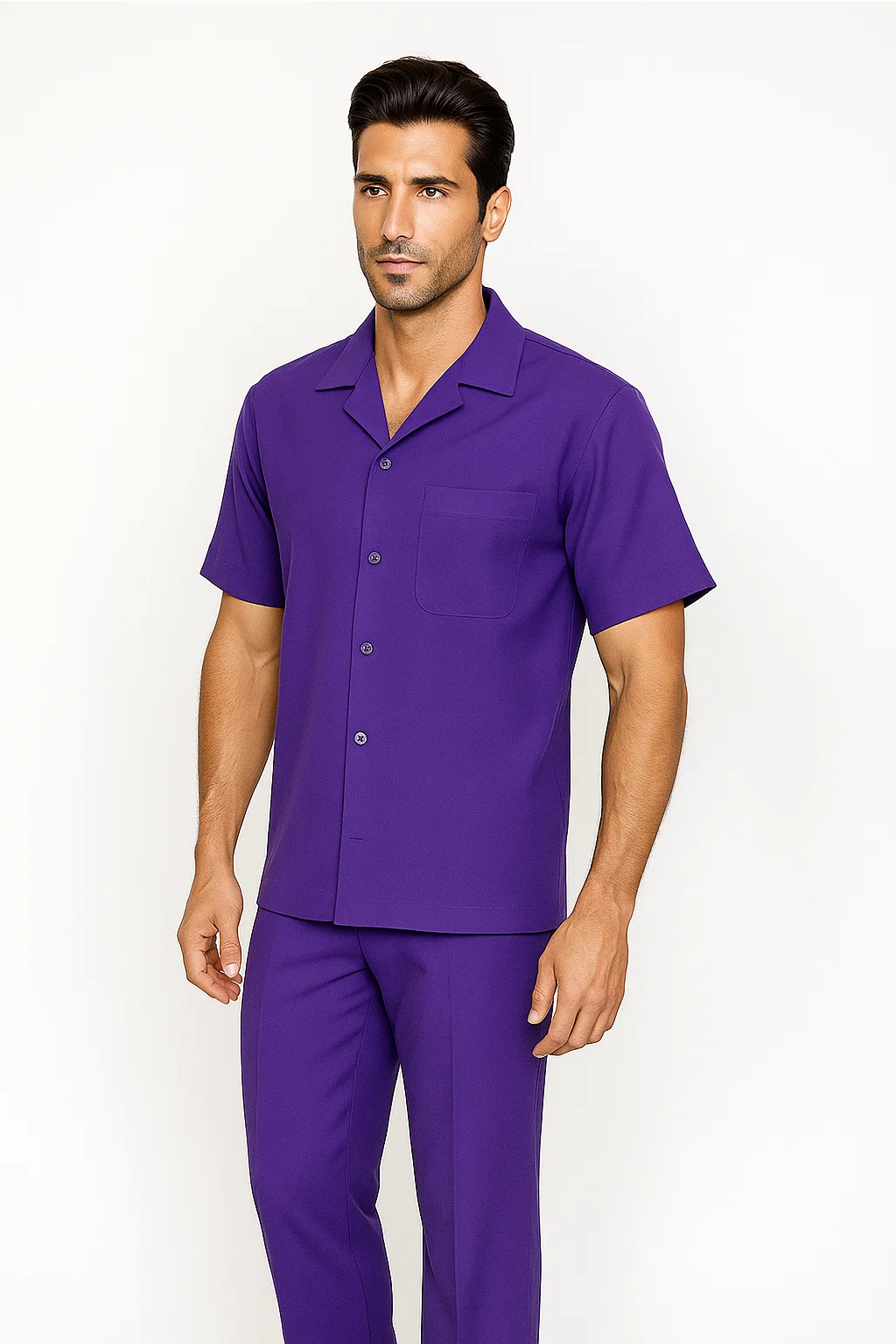 Mens Walking Suit in Color purple leisure suit casual Matching Shirt and Pants $99 - S/30