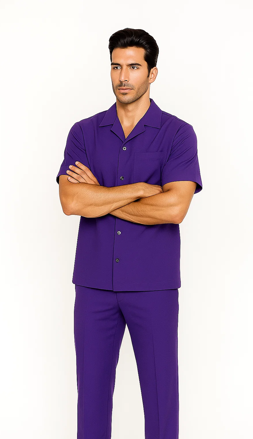 Mens Walking Suit in Color purple leisure suit casual Matching Shirt and Pants $99 - S/30