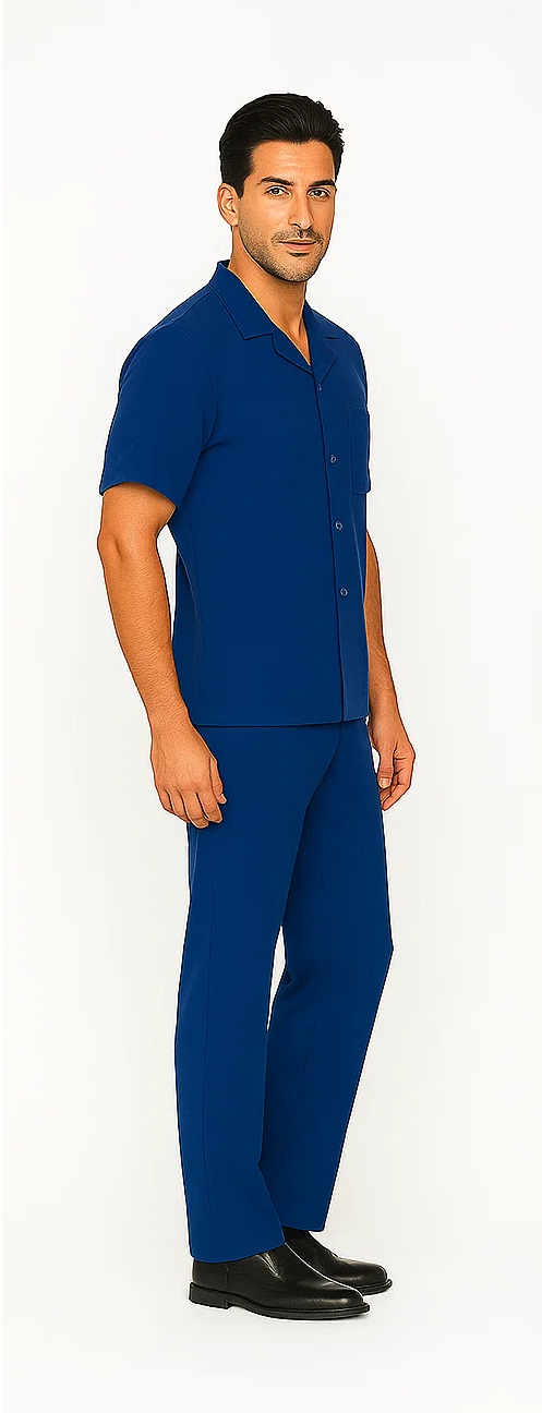 Mens Walking Suit in Color royal blue leisure suit casual Matching Shirt and Pants $99 - S/30