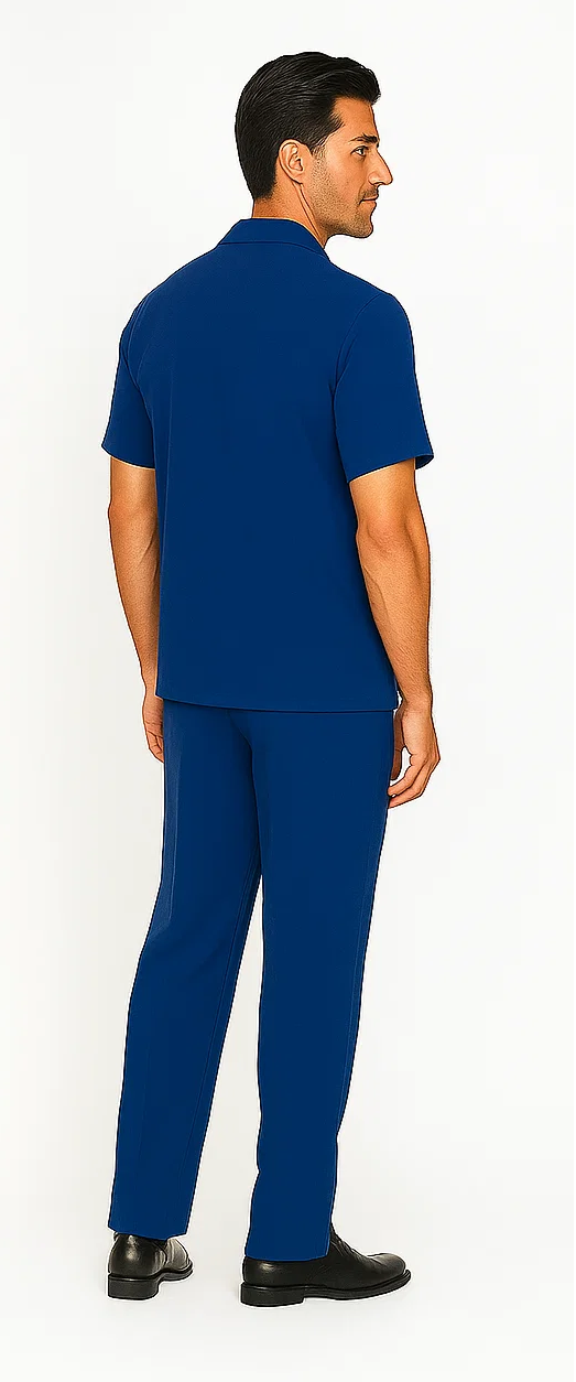 Mens Walking Suit in Color royal blue leisure suit casual Matching Shirt and Pants $99 - S/30