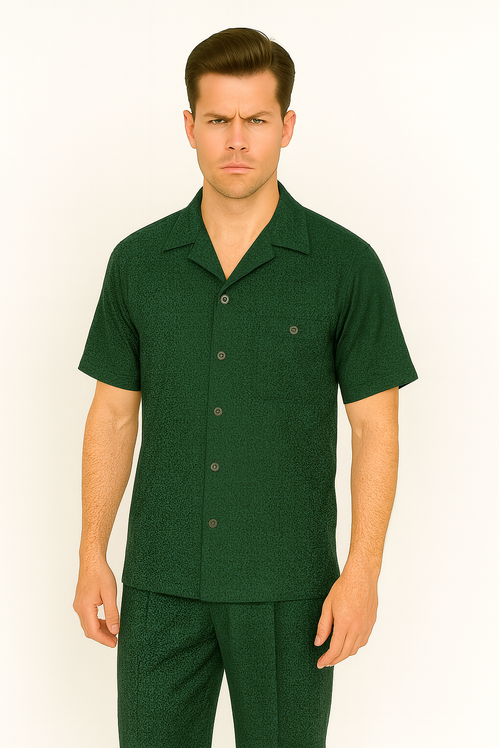 Mens Walking Suit in Color hunter green leisure suit causal Matching Shirt and Pants $99 - S/30
