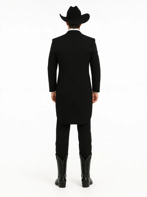 Mens Western Cowboy Tail Tuxedo in Black