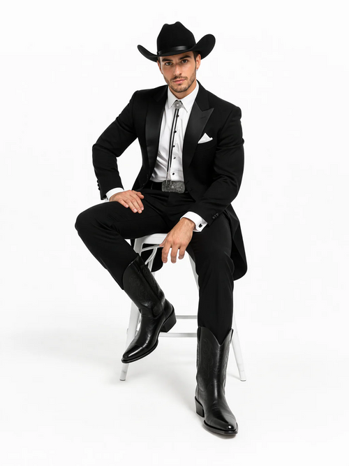 Mens Western Cowboy Tail Tuxedo in Black
