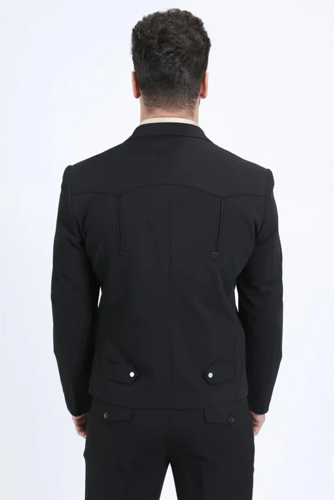 Men's Western Sport Suit - Black - 58 Long or 58 Regular Jacket+52/54 Adjustable Pants (Fabric: poly/rayon blend)